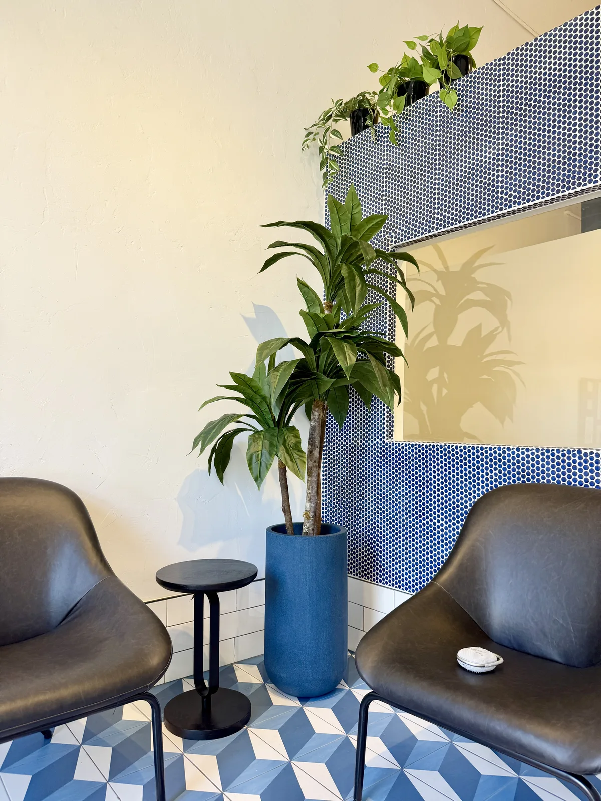 The warm client lobby inside Snout Studios in Los Angeles
